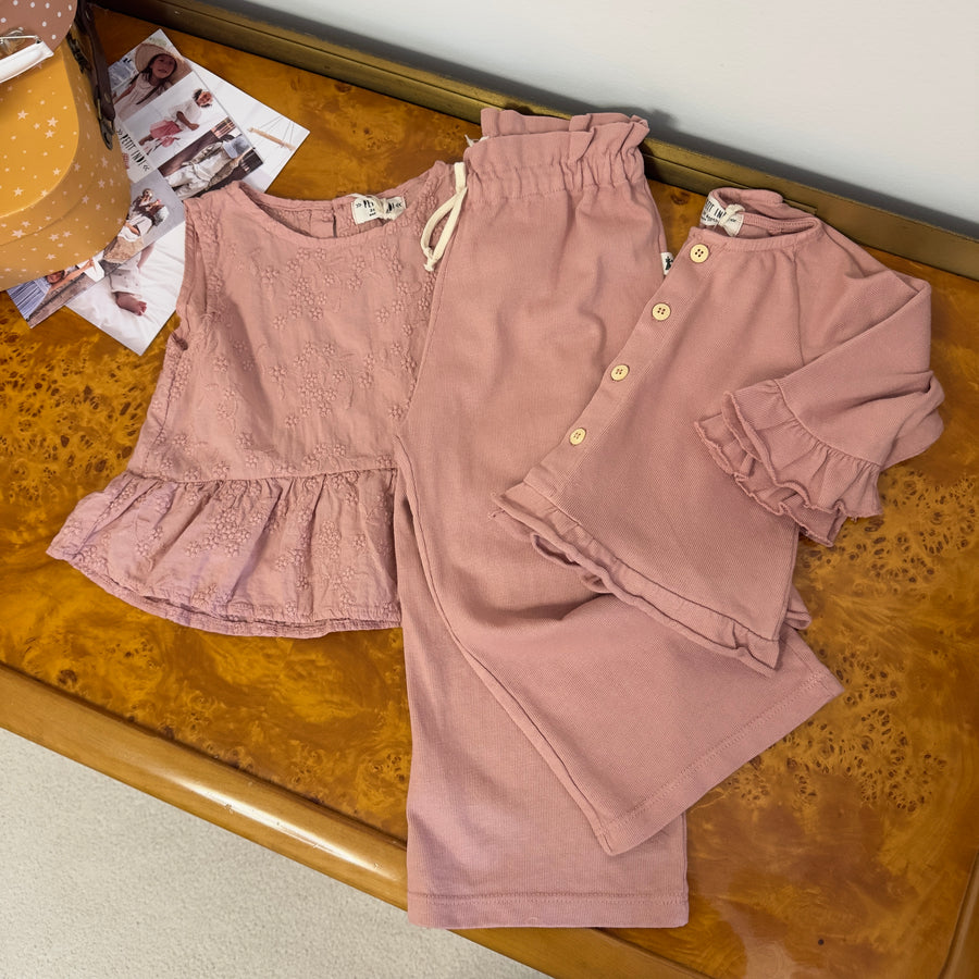 Pantalone palazzo rosa antico in filo di cotone leggero – morbido, fresco e facile da abbinare