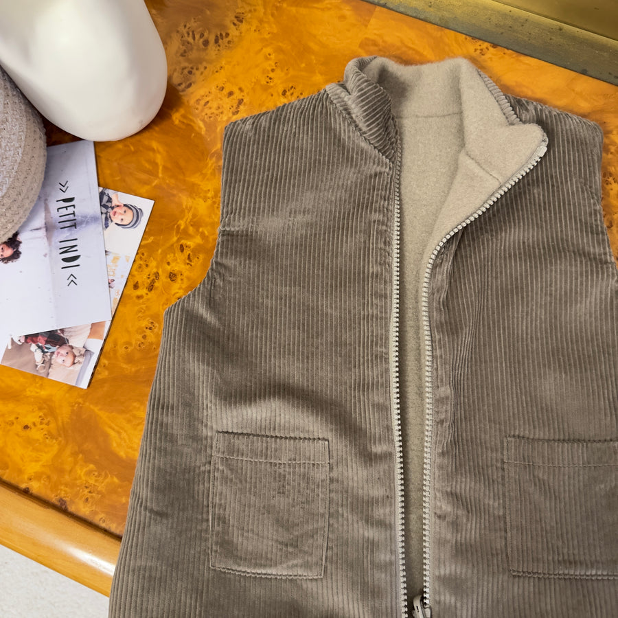 Gilet reversibile -velluto a coste e pile morbidissimo