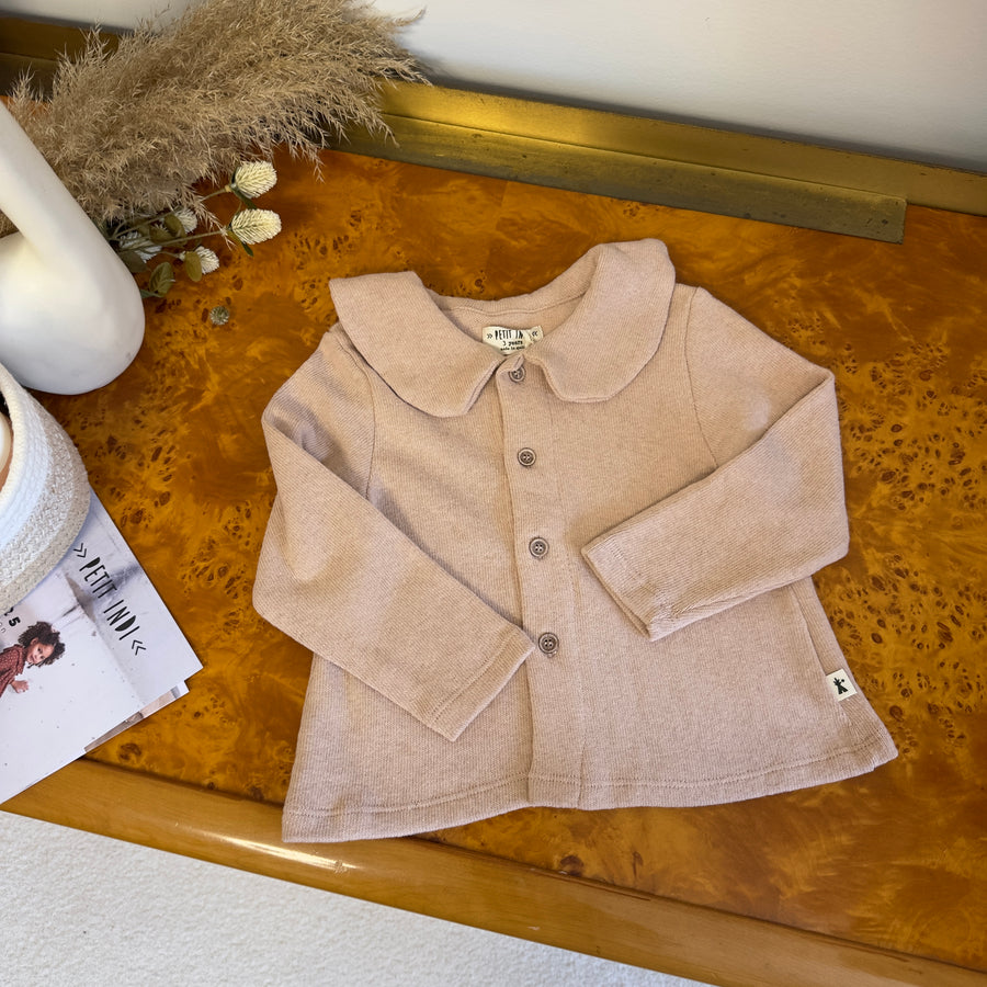 Cardigan con colletto – Rosa polvere, stile e delicatezza
