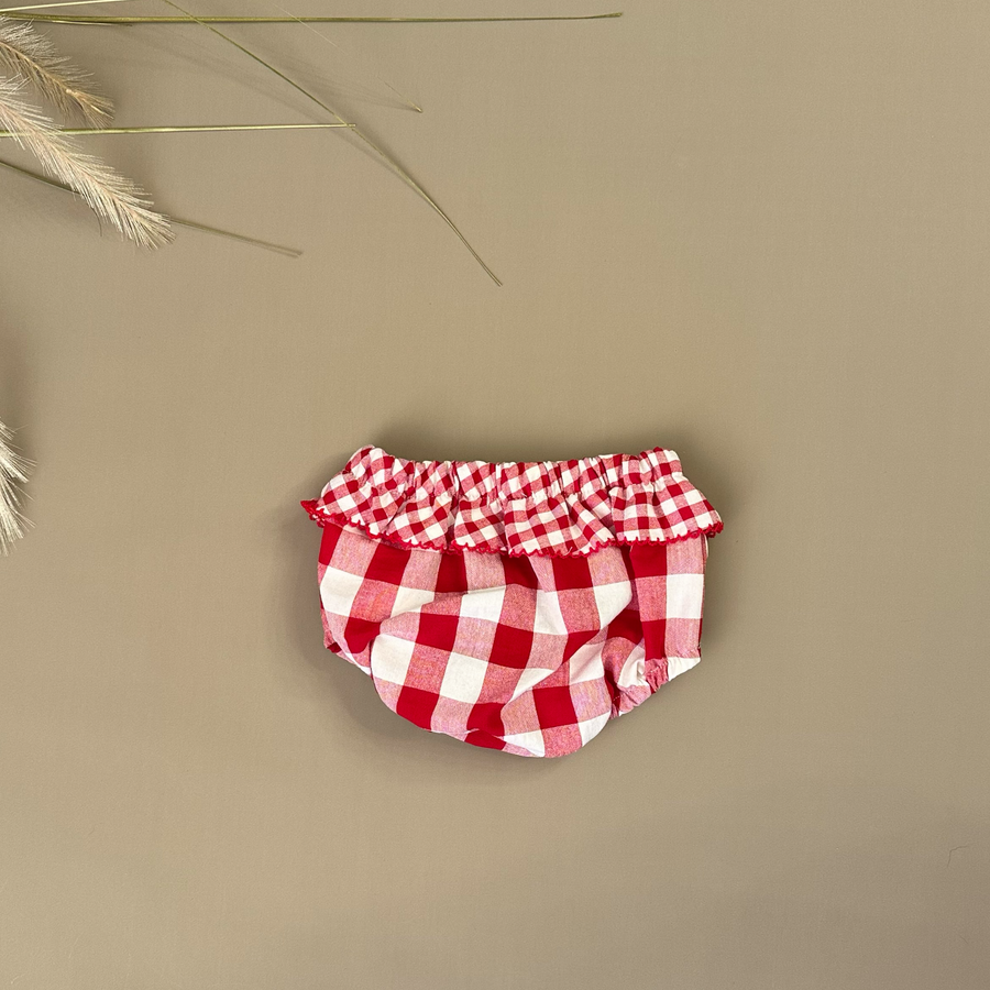 Culotte con ruches in vichy melograno