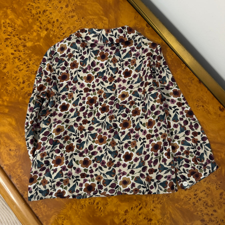 Camicia in Cotone a Fiori -Fiori Autunnali su Fondo Sabbia