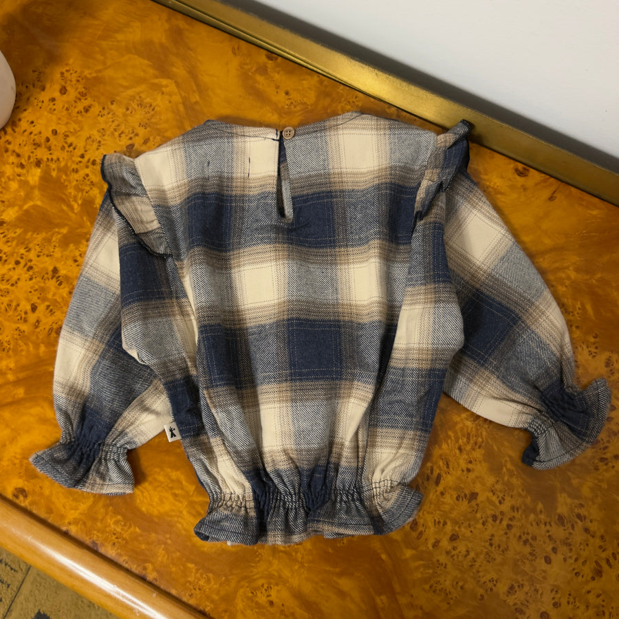 Blusa a quadri navy e avena