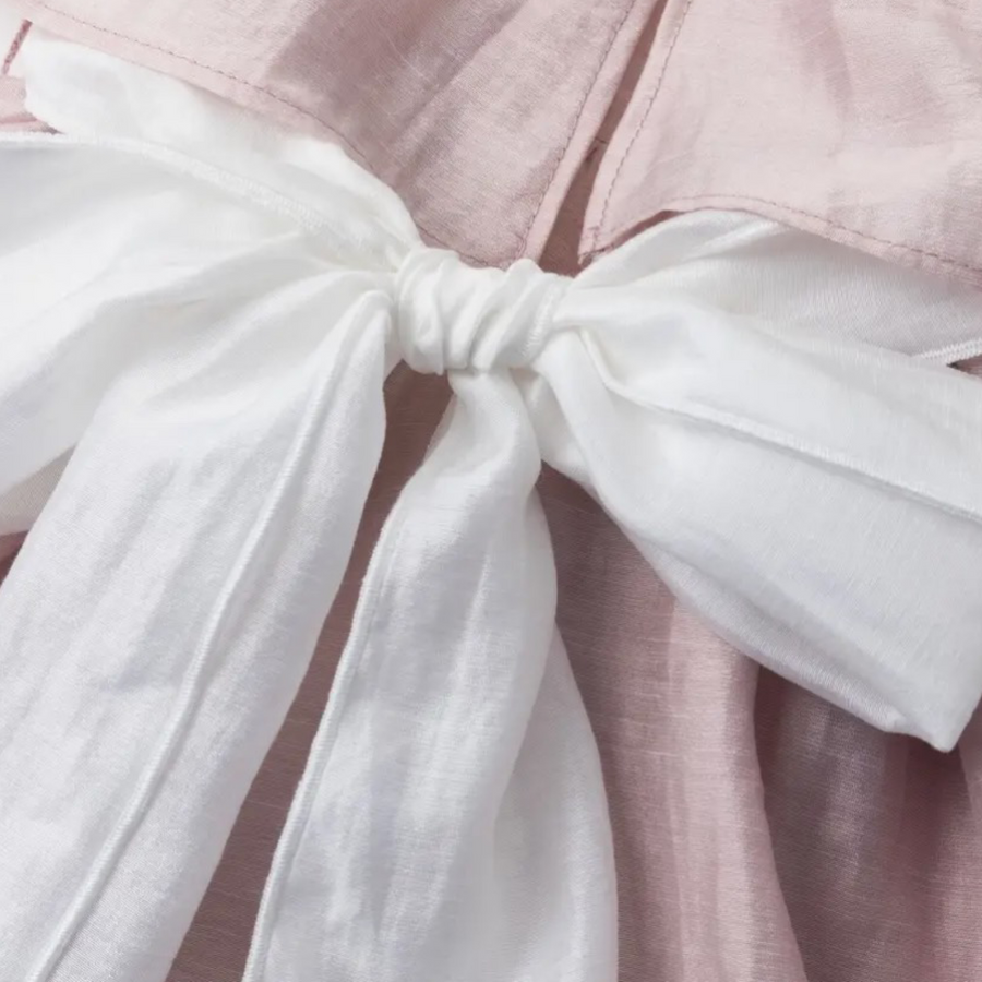 Abito Cerimonia Rosa Polvere con Cintura a Fiocco