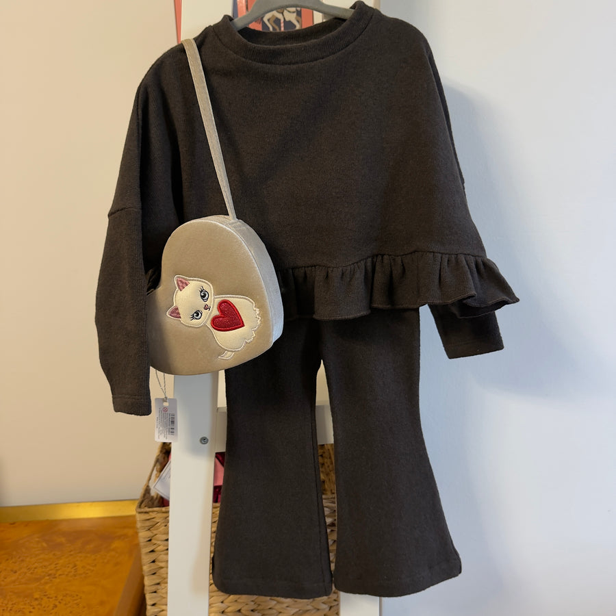 Maglioncino Scatoletta con Ruche in Caldo Cotone -Ice Coffee