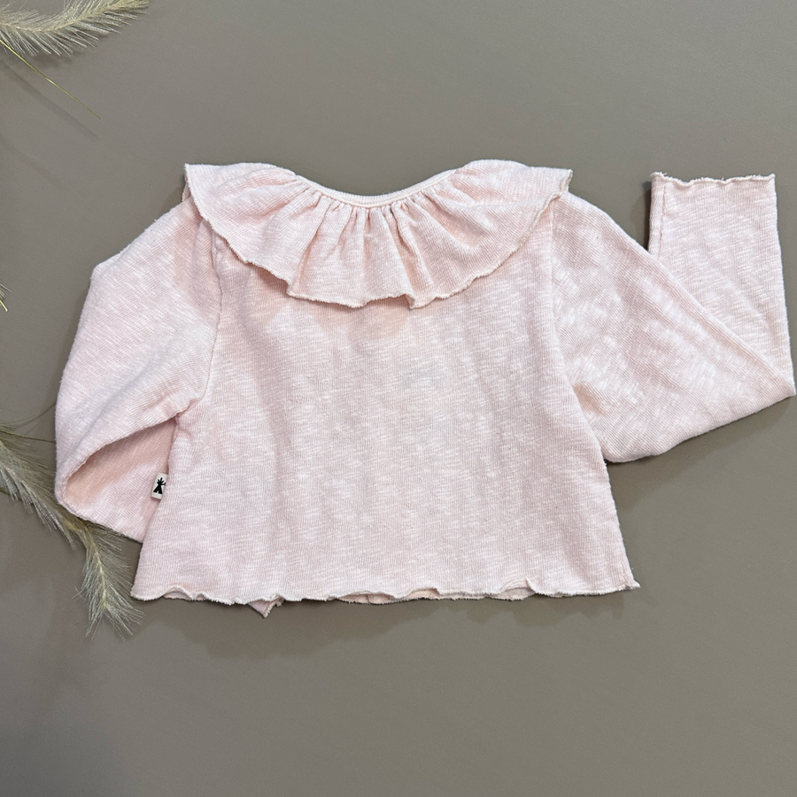 Cardigan con il colletto in filo di cotone rosa - morbidissimo e versatile