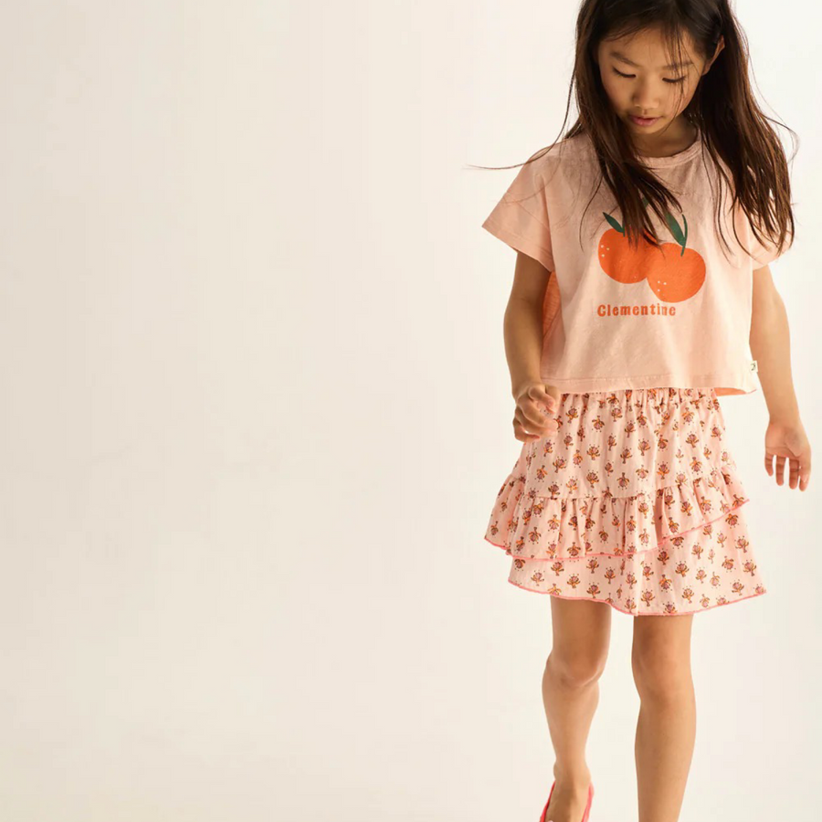 T-shirt syra in cotone fiammato con stampa clementine