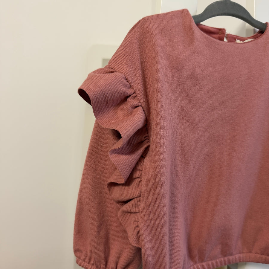 Felpa morbida con rouches - rose
