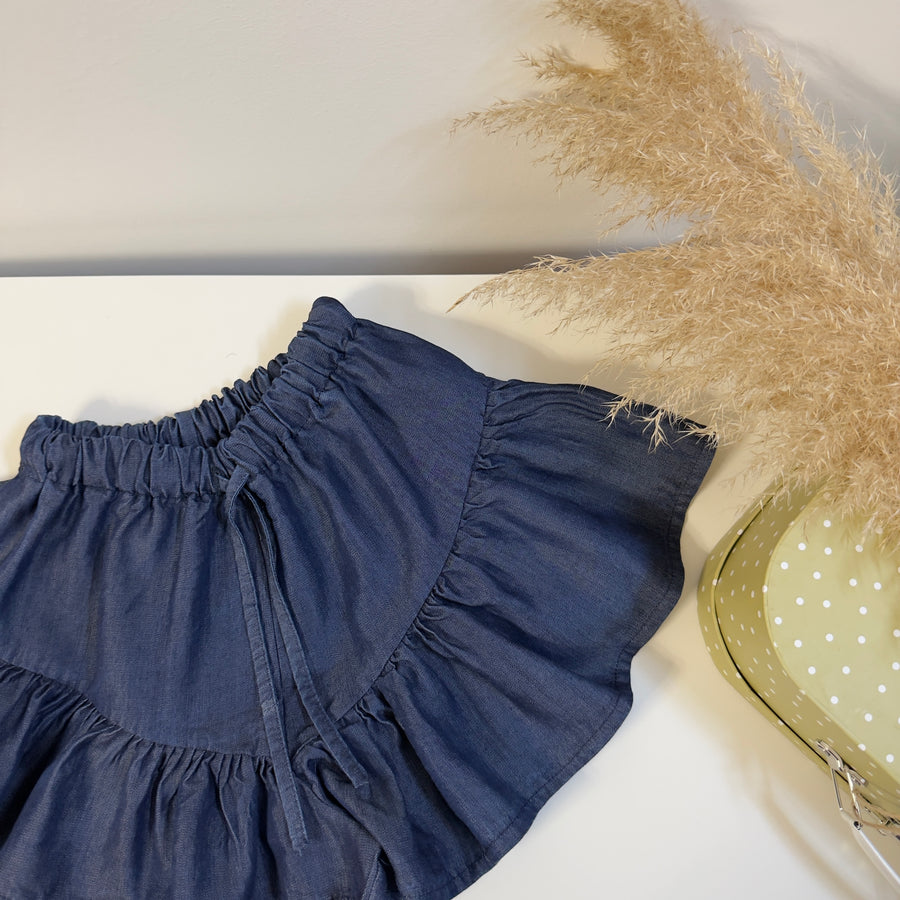 Short effetto gonna in denim chambray | leggero, elegante e versatile