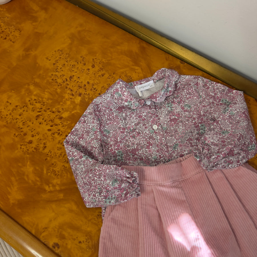 Pantaloncino a Gonna in Velluto a Coste Larghe -Rosa Peonia