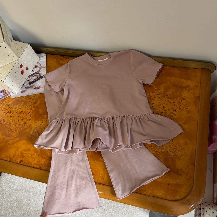Pantalone trombetta in jersey di cotone - cameo rose