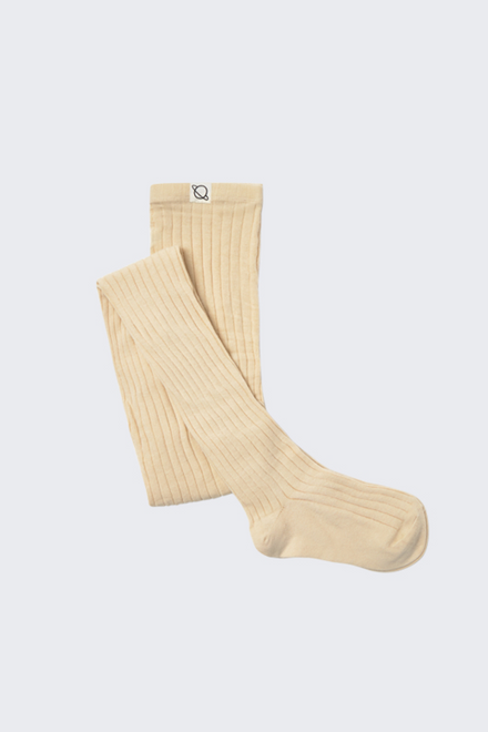 Collant in cotone a coste - ivory