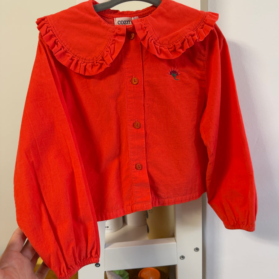 Blusa in velluto a coste spicy orange