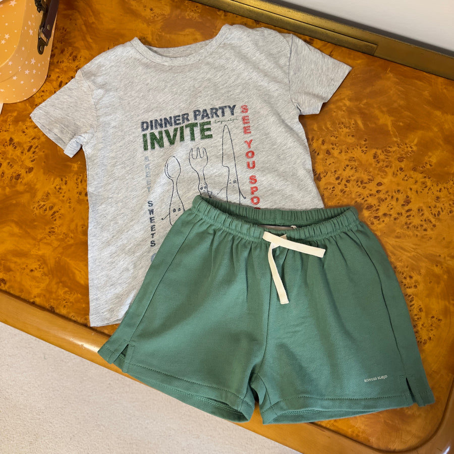 Spotty sweat shorts gots - cotone organico - green