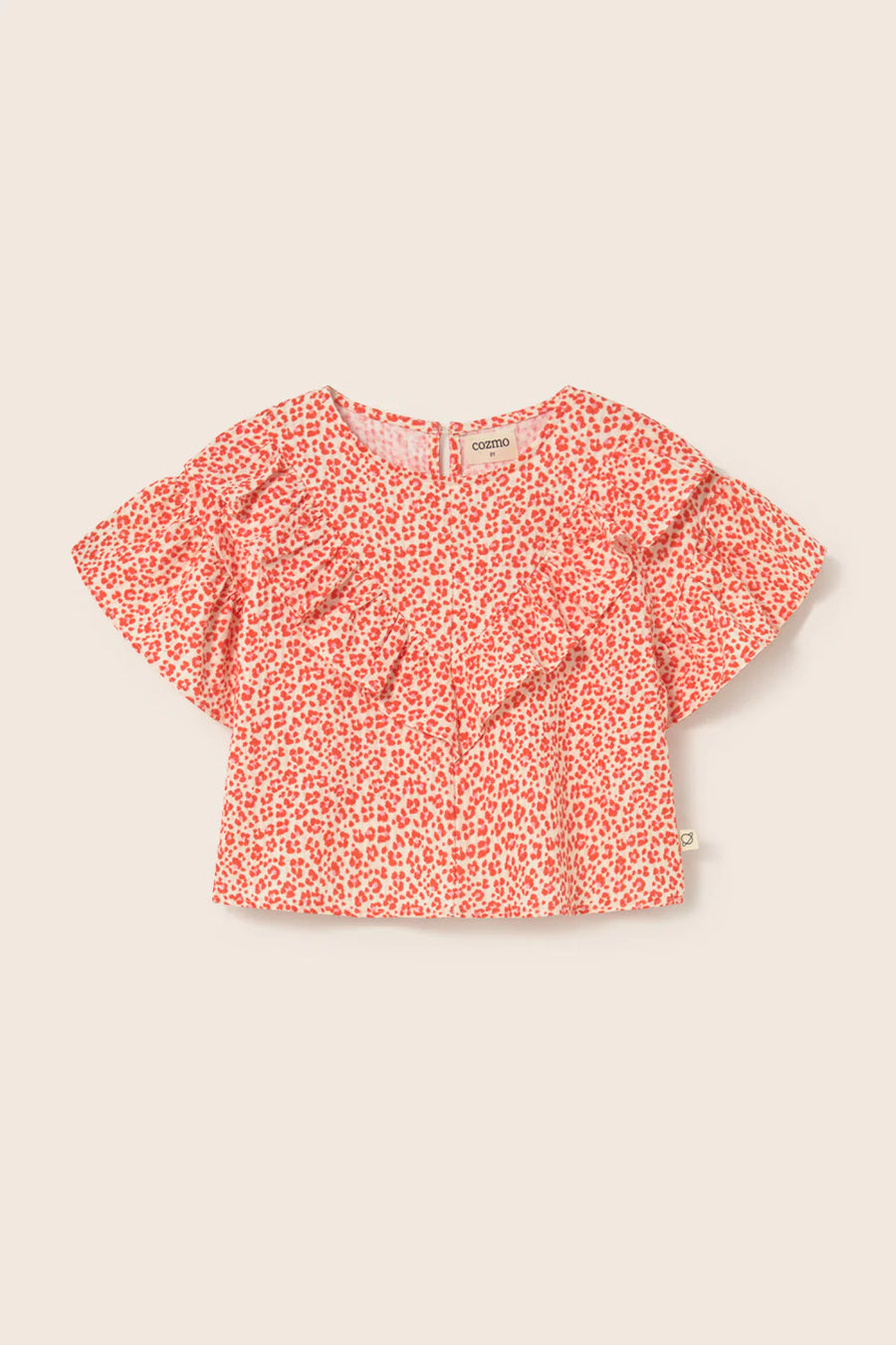 Blusa Duna bambina – cotone morbido, stampa animalier e ruches decorative