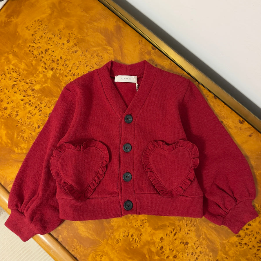 Cardigan con Tasche a Cuore in Caldo Cotone -Amarena