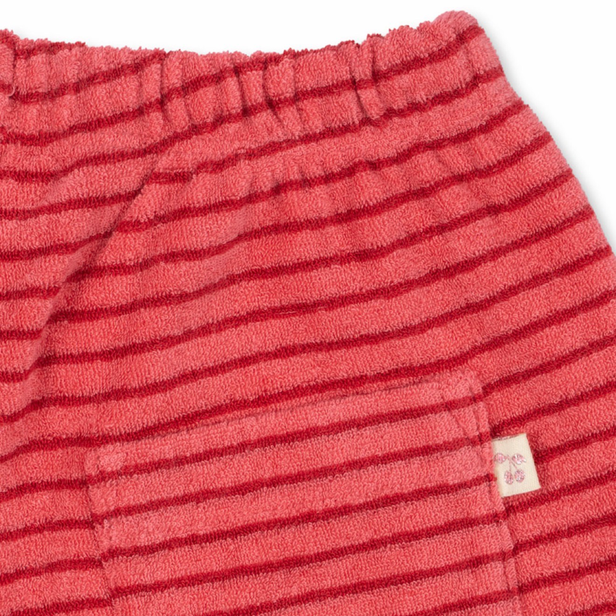 Pantalone tuta in cotone organico a righe rosa