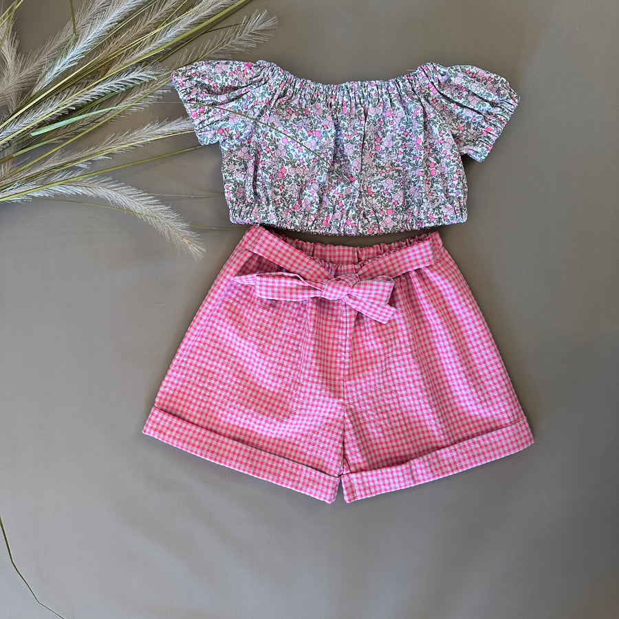 Top in cotone con microfiorellini ed elestico sulle spalle: freschezza e comfort