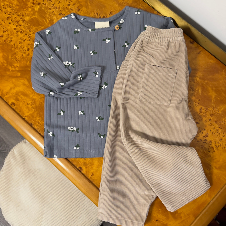 Pantaloni Carrot Taupe – Velluto a Coste in Cotone Bio