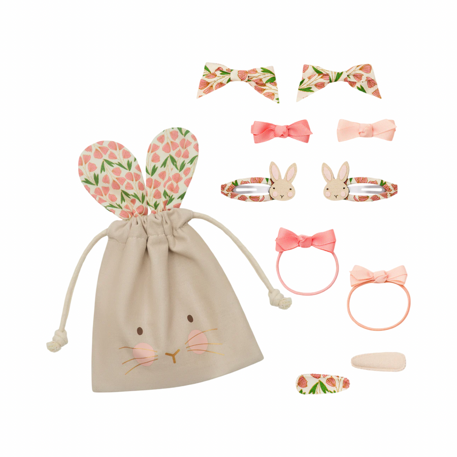 Bunny pouch - pink- set accessori capelli coniglietto