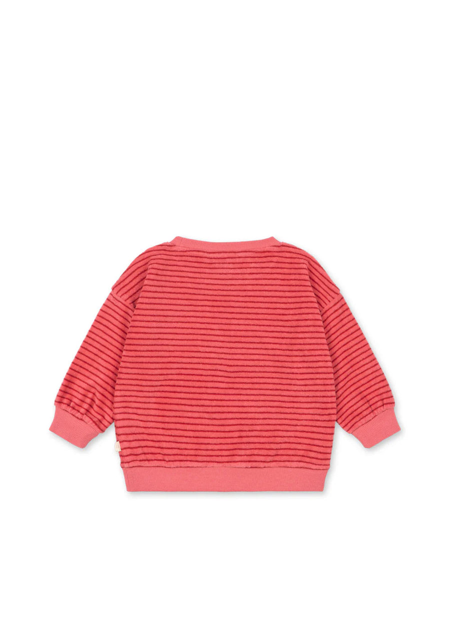 Felpa in cotone organico a righe rosa