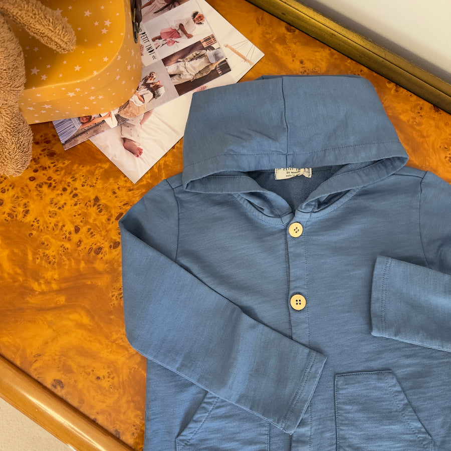 Felpa con cappuccio in cotone organico blu avio