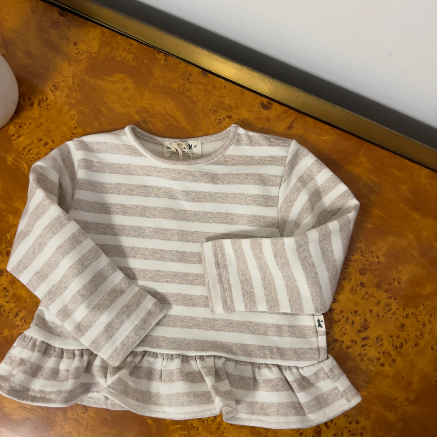 Maglia svasata in felpa a righe