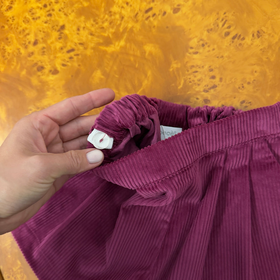 Pantaloncino in Velluto a Coste Larghe -Prugna
