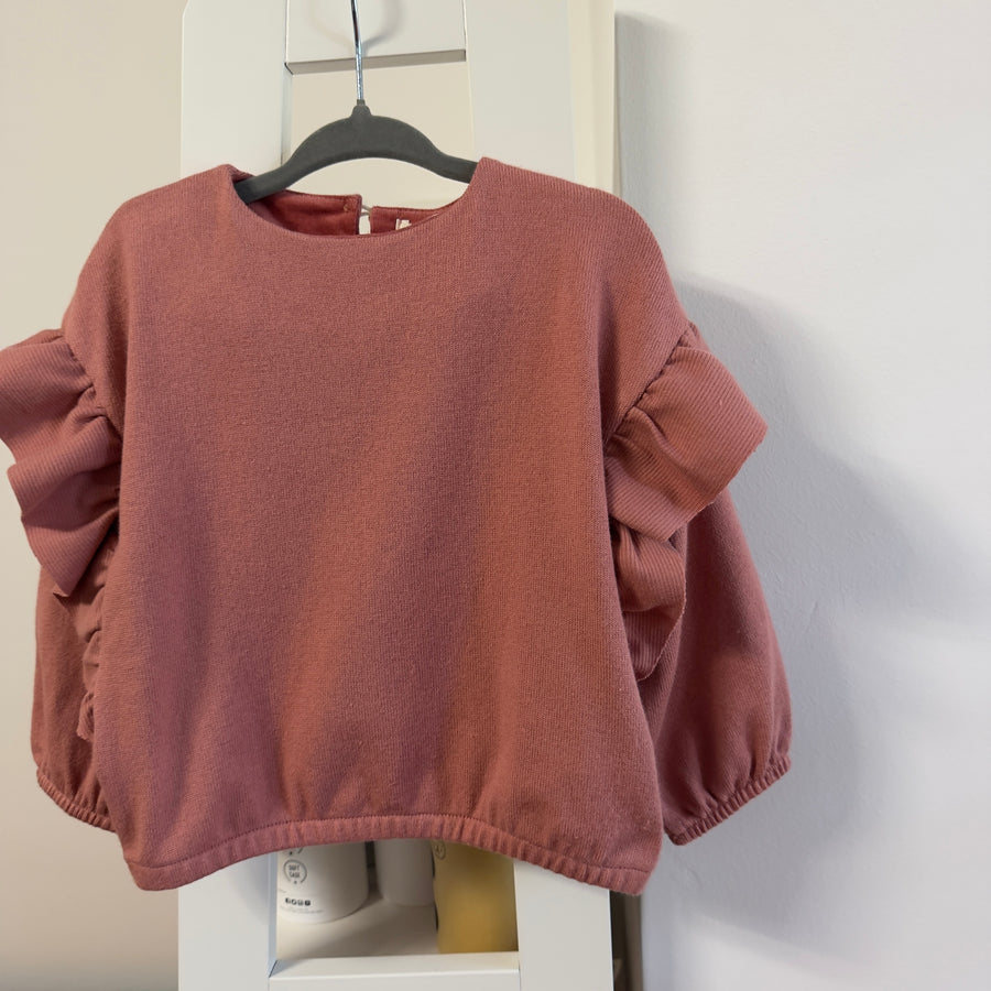 Felpa morbida con rouches - rose