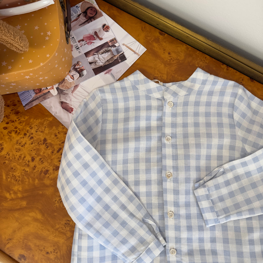 Camicia in cotone morbidissimo- vichy cielo e latte
