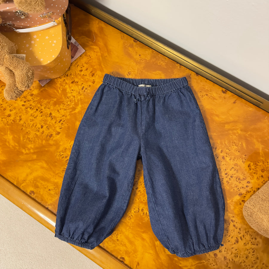 Pantalone in denim e lino con elastico sul fondo – morbidissimo e versatile