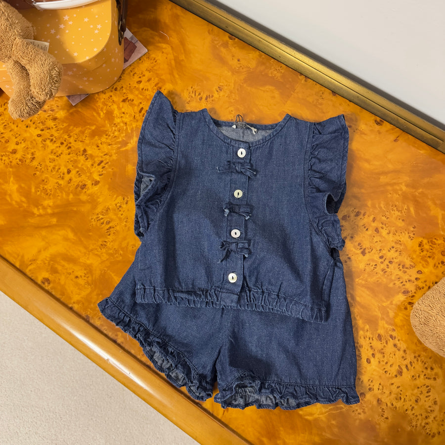 Pantaloncino in denim morbido con ruches – Fresco, versatile ed elegante