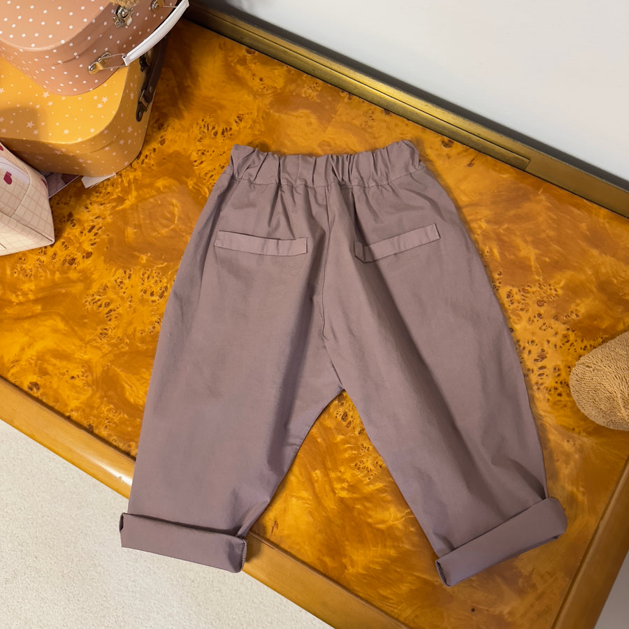 Pantalone con le pinces e vita elasticata - malva