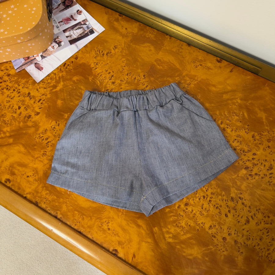 Short a farfalla in chambray di denim morbidissimo