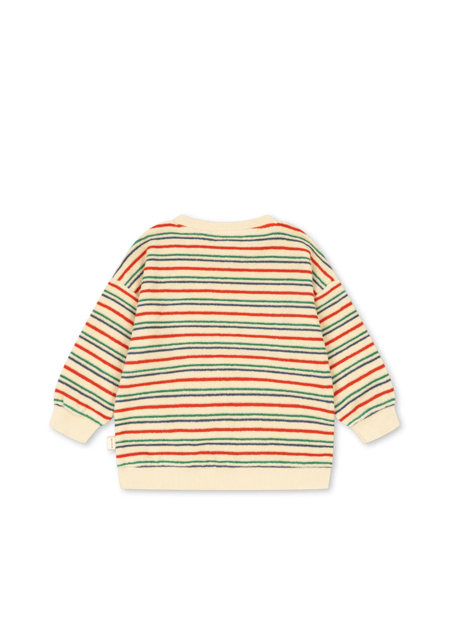 Felpa in cotone organico a righe multicolor