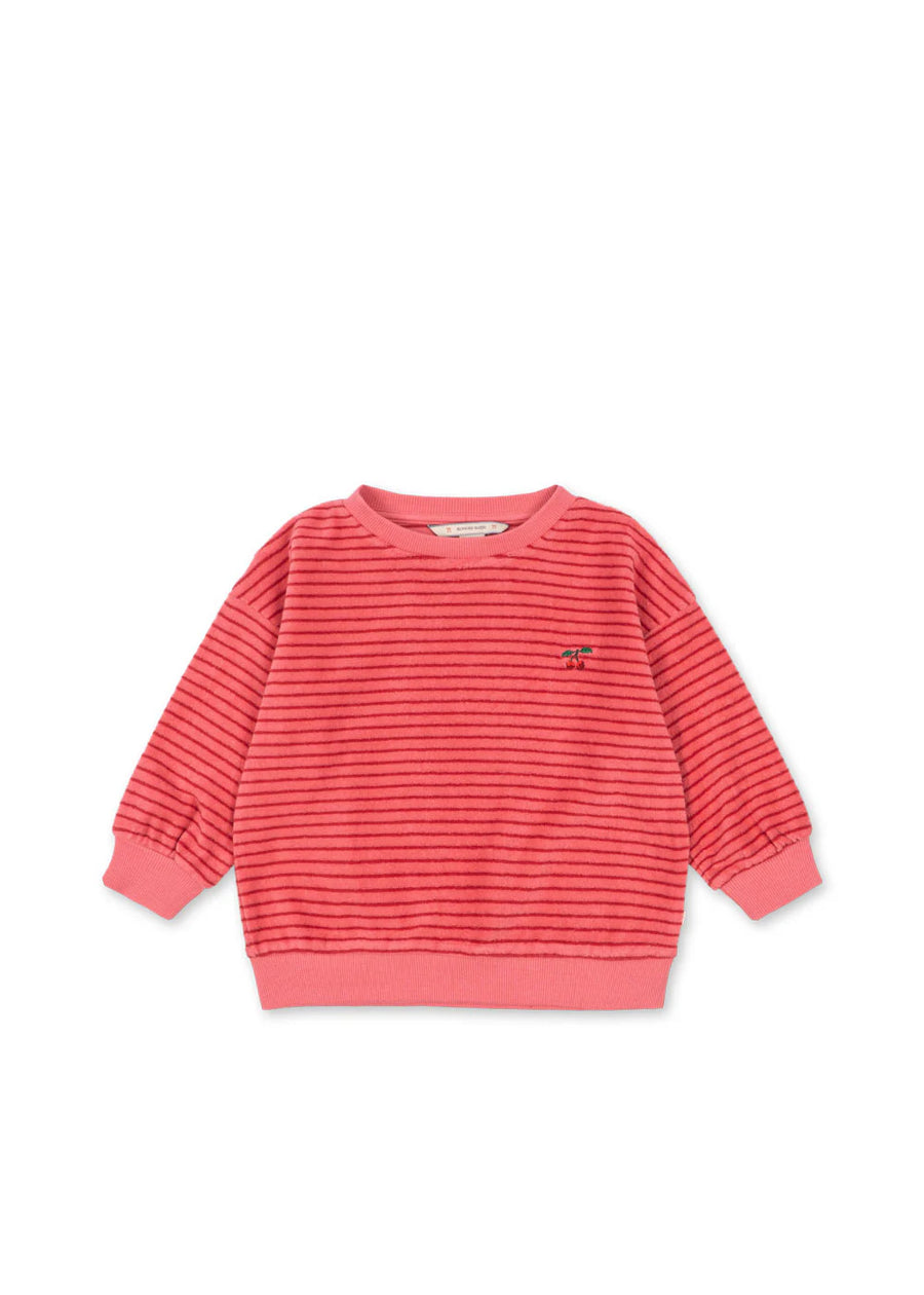 Felpa in cotone organico a righe rosa