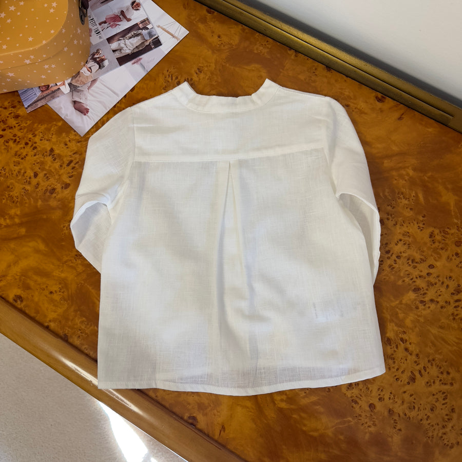Camicia in cotone alla coreana color latte