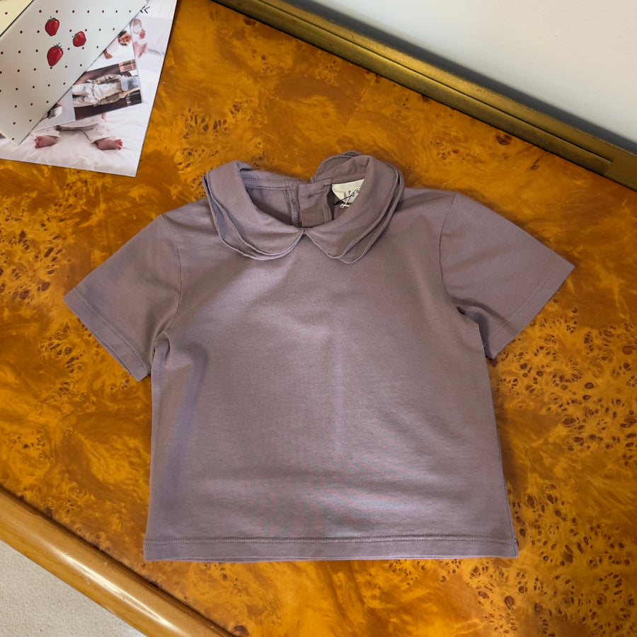 T-shirt in morbidissimo jersey di cotone con doppio colletto- malva