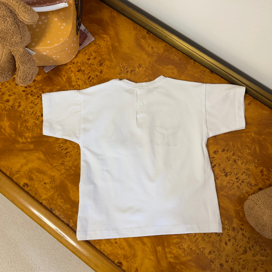 T-shirt in jersey di cotone morbido con ricami a tema mare