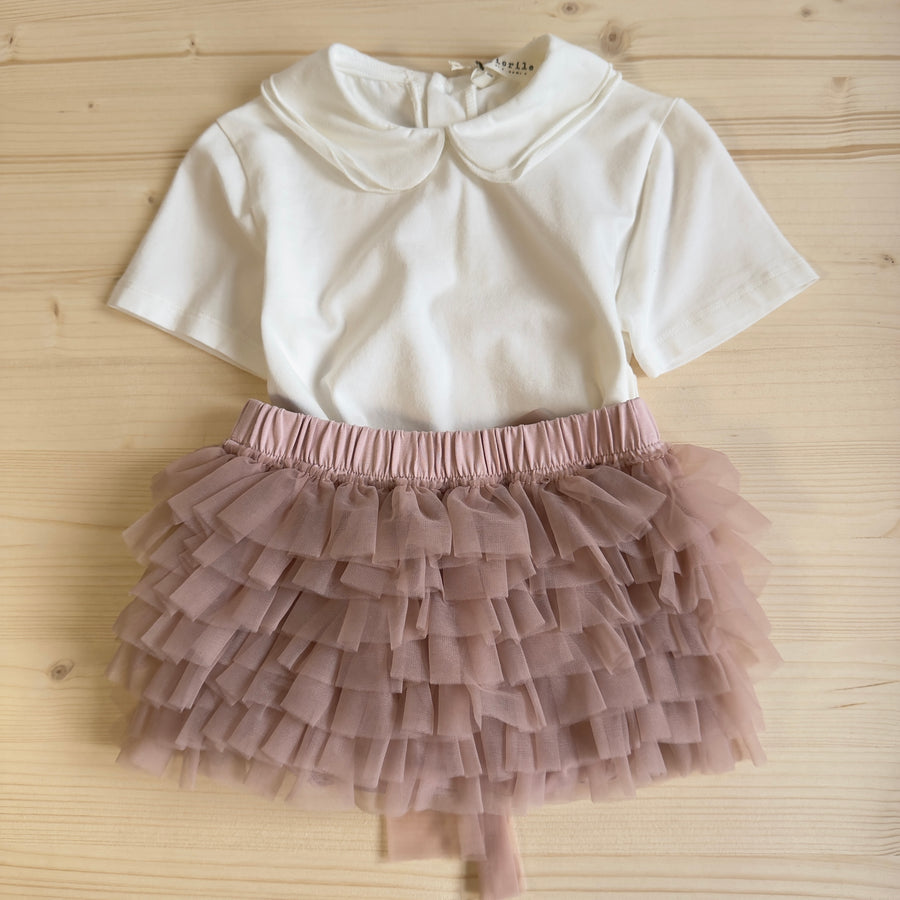Gonna/pantaloncino in tulle morbidissimo - misty rose