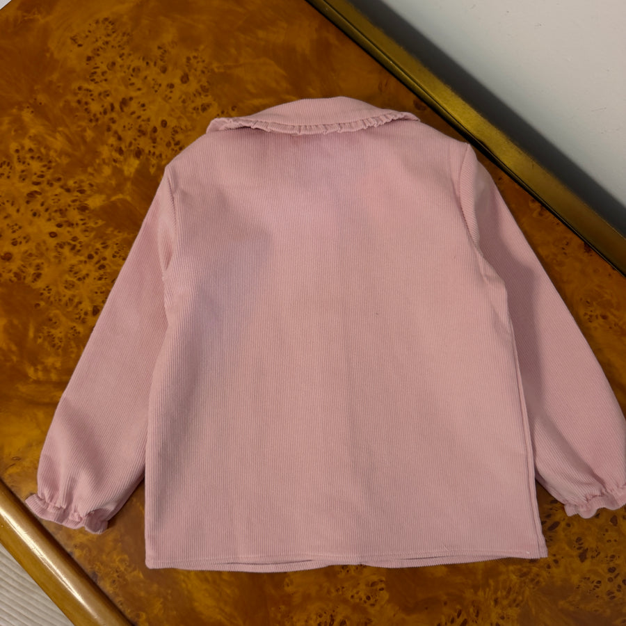 Camicia in Microvelluto con Colletto Peter Pan -Rosa Peonia