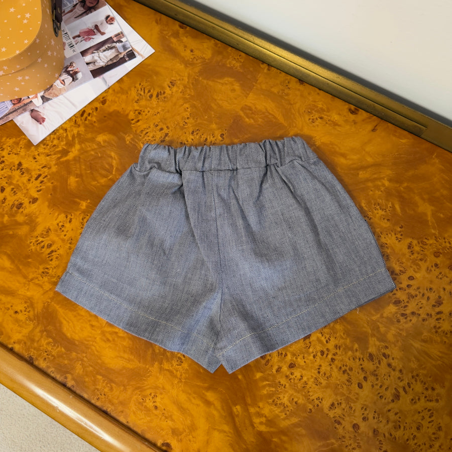 Short a farfalla in chambray di denim morbidissimo