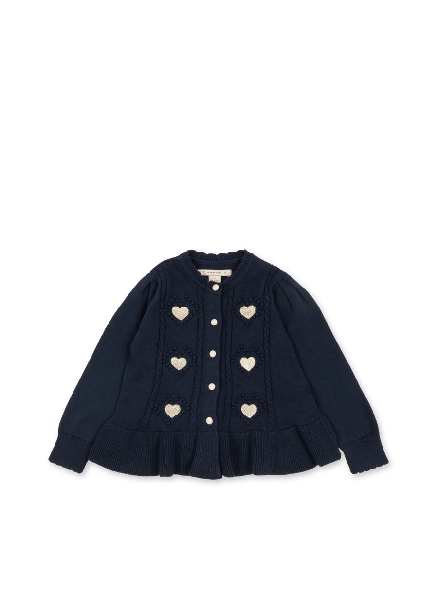 Cardigan soleil a Maglia con Maniche a Palloncino in Cotone Biologico