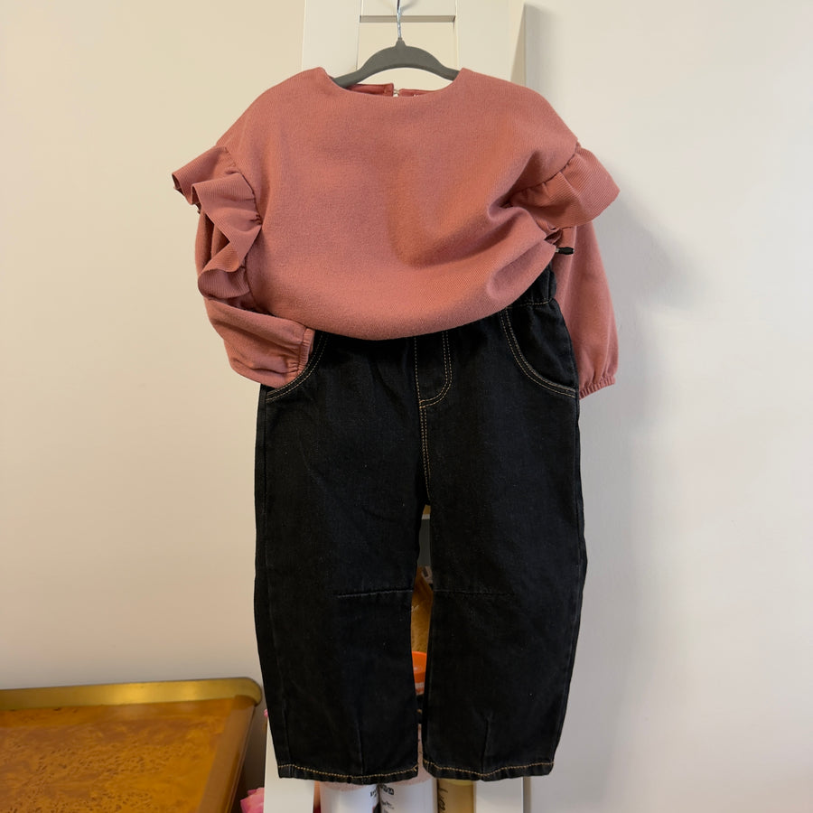 Felpa morbida con rouches - rose