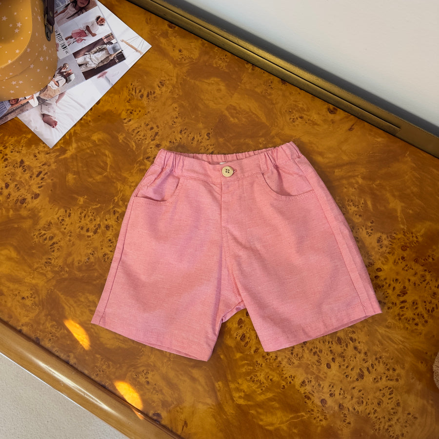Pantaloncino in cotone con vita elasticata rosa deserto