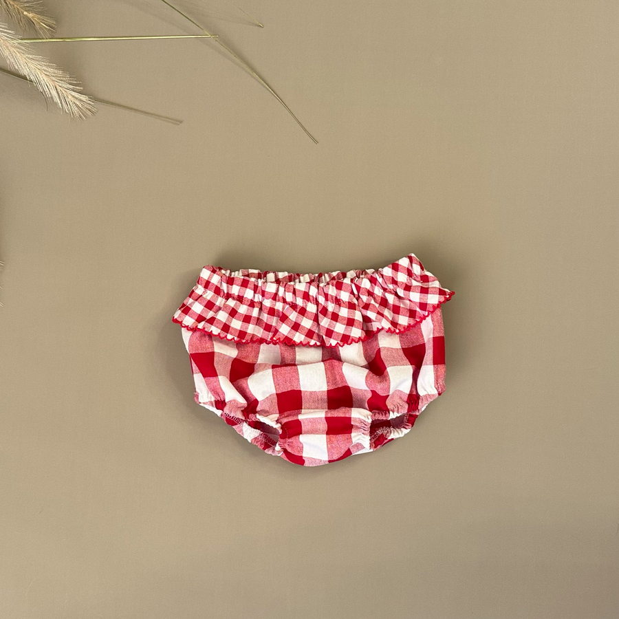 Culotte con ruches in vichy melograno