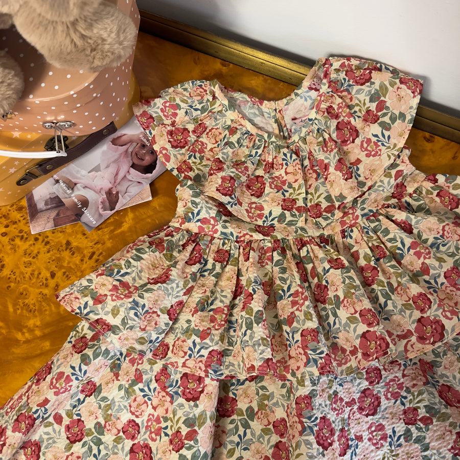BELLA FRILL DRESS- abito in cotone organico floreale