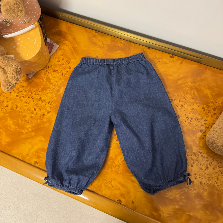 Pantalone in denim e lino con elastico sul fondo – morbidissimo e versatile