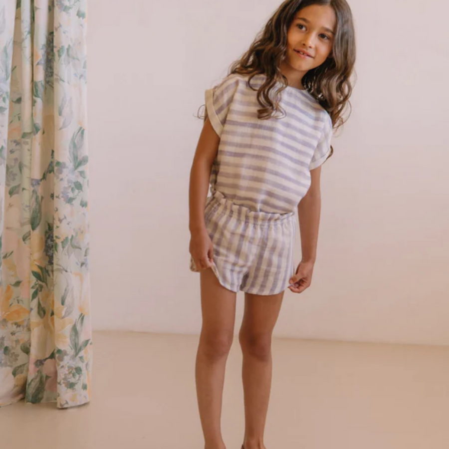 Short Georgette Rayures Iris in cotone biologico