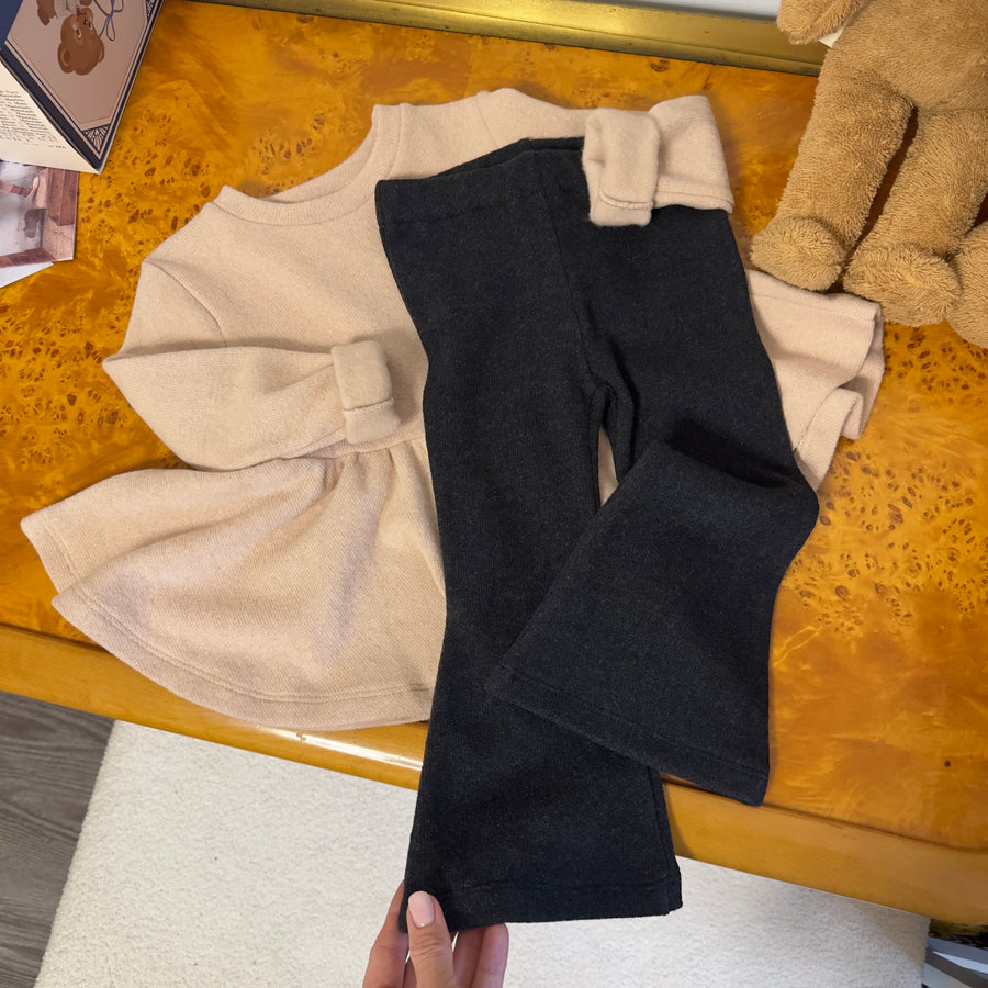 Pantalone trombetta in caldo cotone grigio antracite
