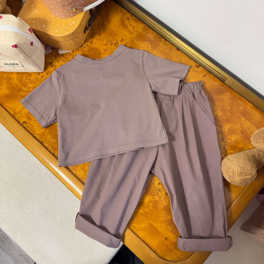 Pantalone con le pinces e vita elasticata - malva